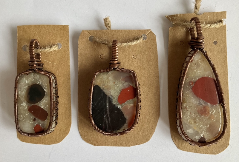 Pudding Stone with Copper Weaving Pendant
